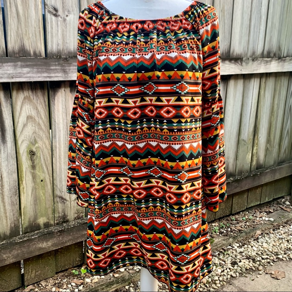 R. Rouge Colorful Tunic/Dress with Bell Sleeves Sm
